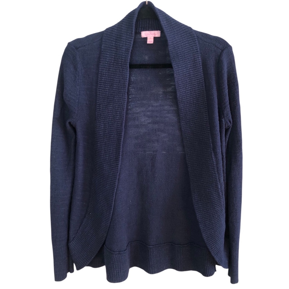 Lilly Pulitzer Deep Blue Women's Open Front Linen Cardigan